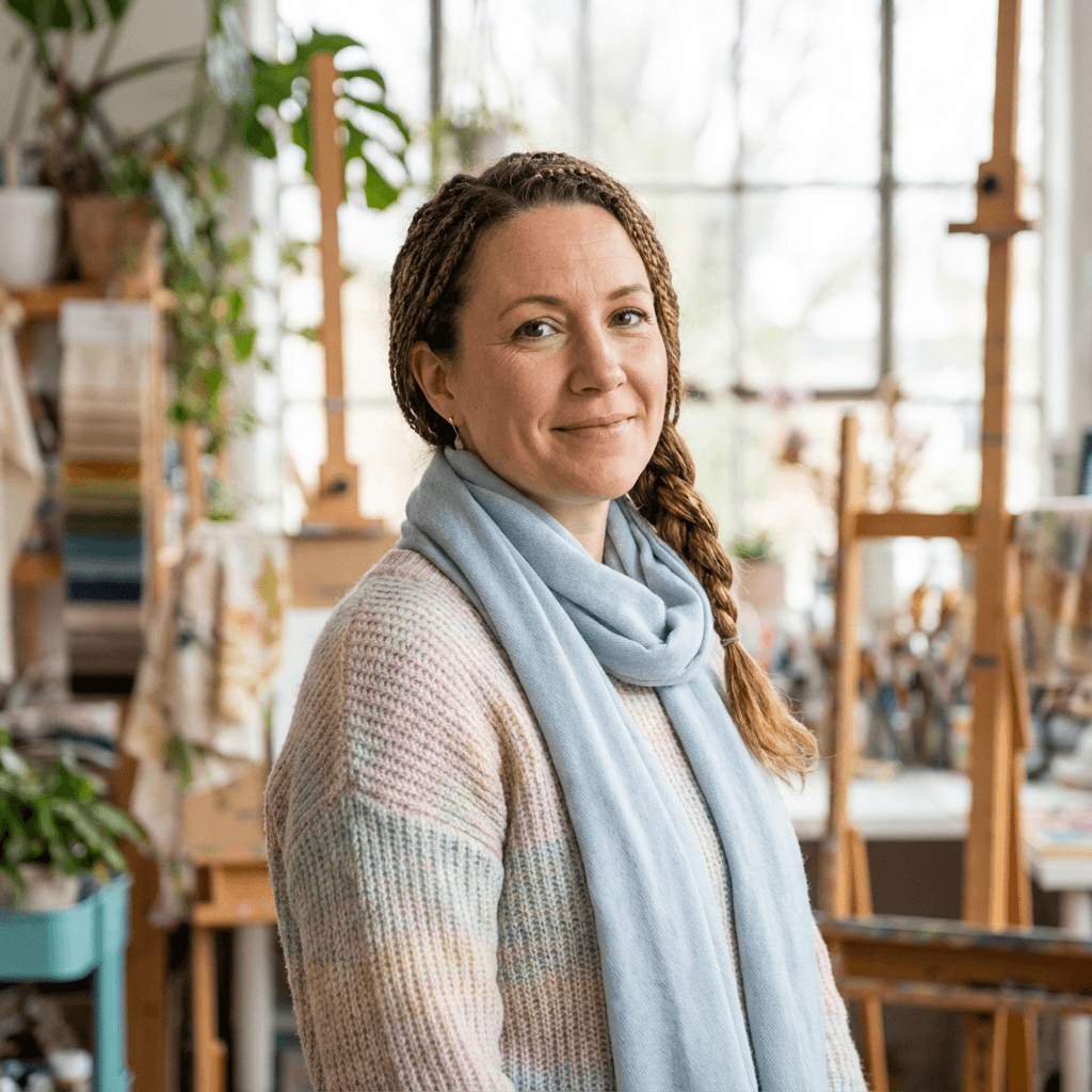 Sarah Kelton in her freshly painted living room