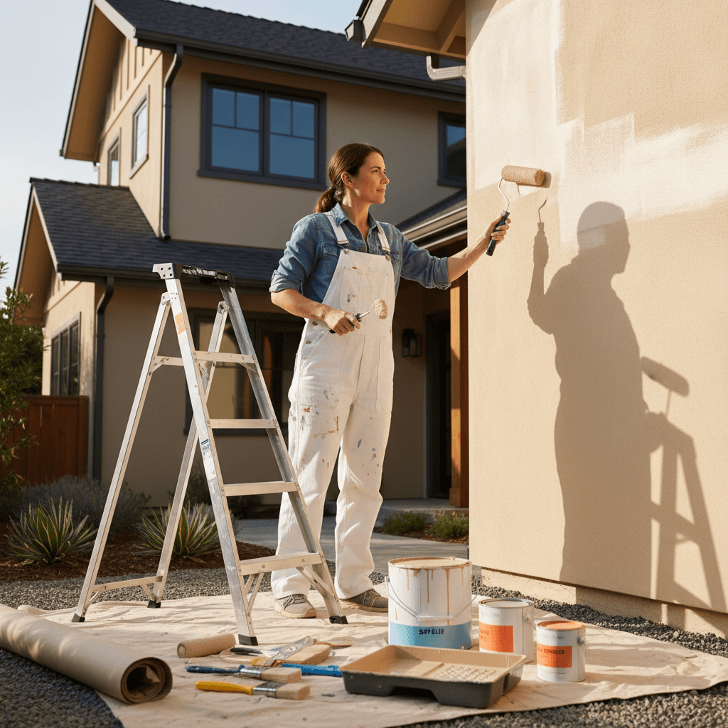 Professional painter completing exterior work