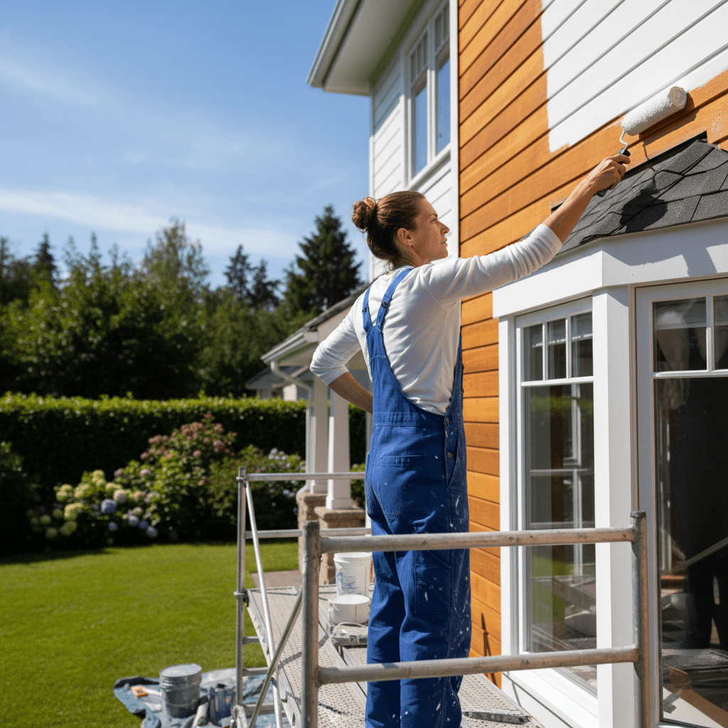 Exterior home painting on residential property